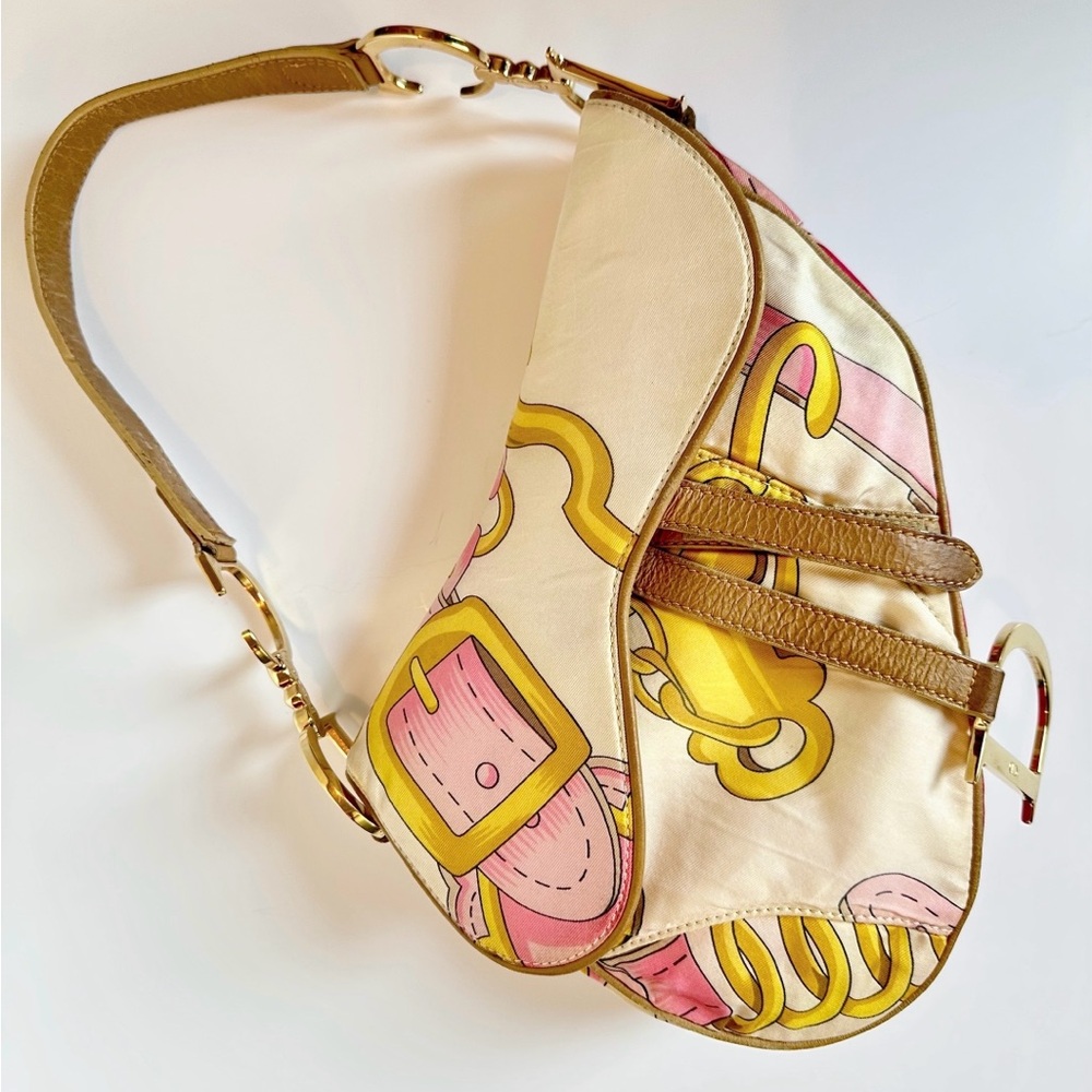 SATC vintage Christian Dior Rare early-2000s  Illustrated Buckle saddle bag